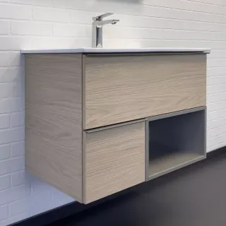 Тумба-умывальник Comforty для ванной Тургояк-75 дуб светлый с раковиной 75E